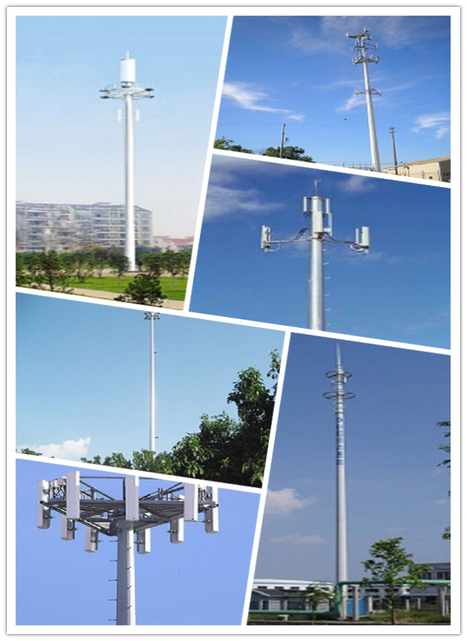 Γαλβανισμένος υψηλή τάση πύργος τηλεπικοινωνιών χάλυβα ηλεκτρικός μονοπωλιακός 2
