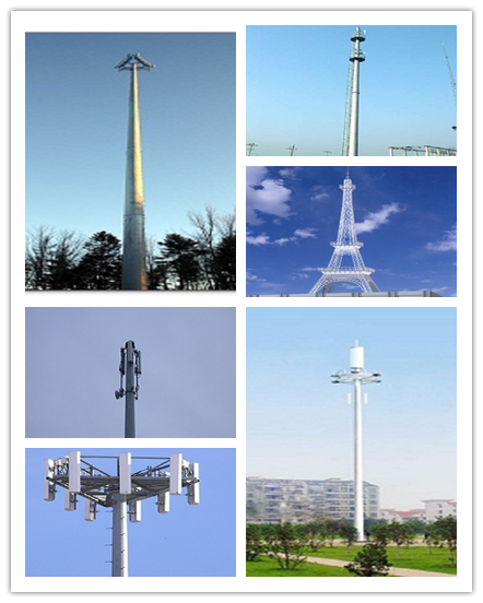 Γαλβανισμένος υψηλή τάση πύργος τηλεπικοινωνιών χάλυβα ηλεκτρικός μονοπωλιακός 3