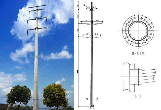 110kv μονο πύργος Πολωνού χάλυβα κεραιών τηλεπικοινωνιών πύργων μετάδοσης για το τηλεφωνικό σήμα κυττάρων 2