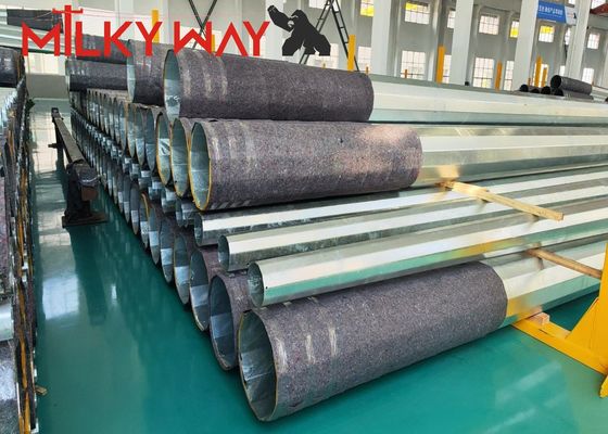 ποιότητας  Hot Dip Galvanized Steel Power Pole with 15 Years Warranty and 160 Km/Hour Wind Speed for Electricity Distribution Εργοστάσιο