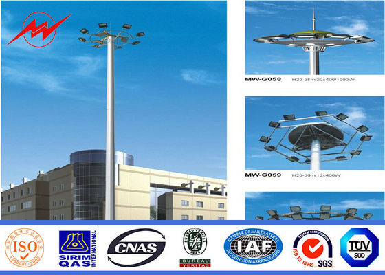 Γαλβανισμένος HDG υψηλός ιστός Πολωνός πόλων δύναμης με 400w τα φανάρια HPS