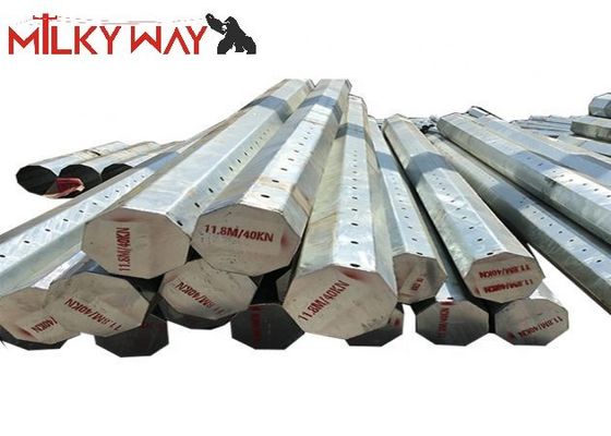 1250 Dan 11.8M 8 πλευρές Ηλεκτρικός στύλος ισχύος 4mm πάχος άμεση ταφή ASTM A123 Galvanization Standard