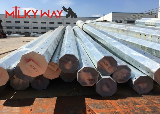 30ft 66kv Steel Utility Pole για γραμμή μεταφοράς ενέργειας με διπλά χέρια σχεδιασμένα για εύκολη συντήρηση