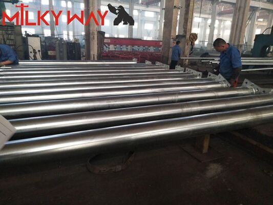 6m 7m 8m χαλύβδινοι στύλοι Hot DIP Galvanized Street Light Pole με Διπλό Βραχίονα