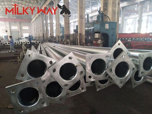 6m 7m 8m χαλύβδινοι στύλοι Hot DIP Galvanized Street Light Pole με Διπλό Βραχίονα