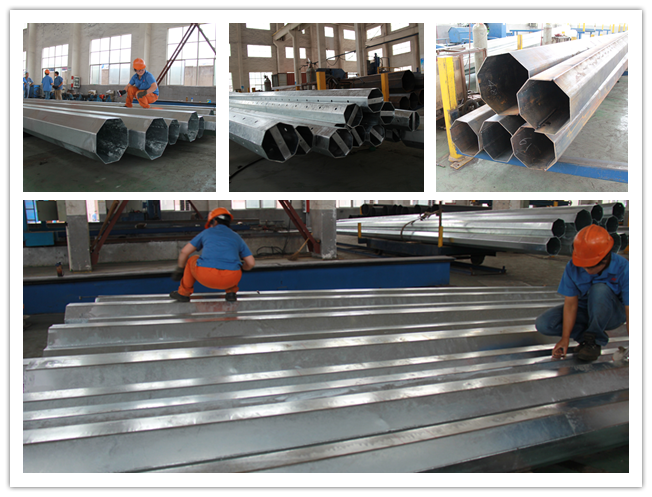 Galvanized Electric Transmission Tubular Utility Power Pole For Distribution Equipment 1